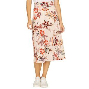 SANCTUARY Women's Pink Multi Floral-print Midi Pull On A-Line Skirt XS NWT